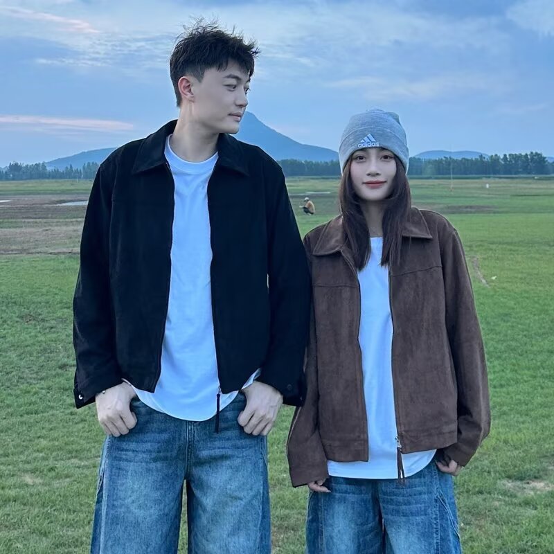 Simple Harajuku Lazy Graceful And Fashionable Artistic Suede Double Jacket Jacket