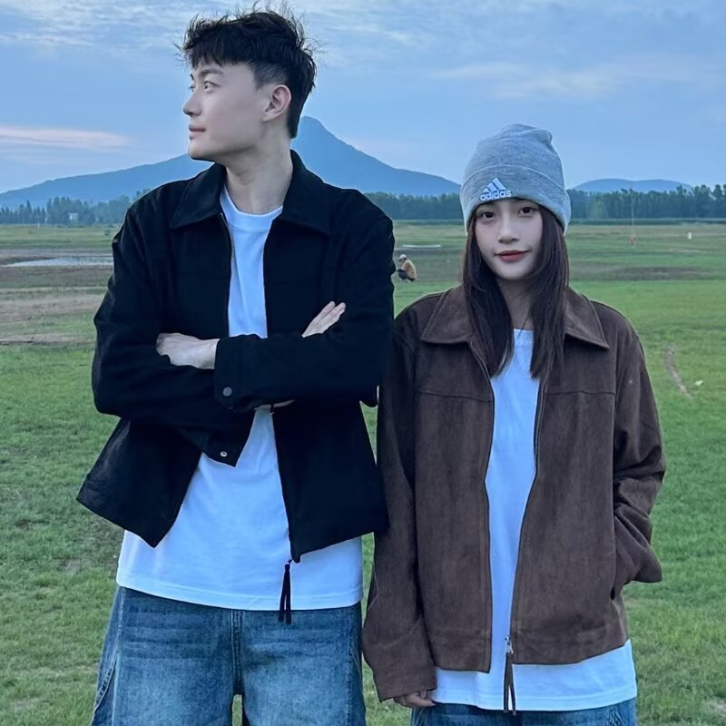 Simple Harajuku Lazy Graceful And Fashionable Artistic Suede Double Jacket Jacket